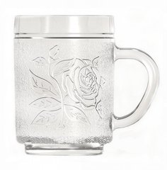 Набір скляних чашок з тисненням "Троянда" 220 мл 6 шт 40805-МС12ХВ/sl