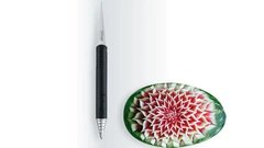 Кухонний ніж тайський для фігурного різання. Angkanas Thai knife, Triangle з чорною пластиковою ручкою (