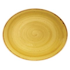 Тарелка овальная 19х16 см. керамическая, желтая Stonecast Mustard Seed Yellow, Churchill