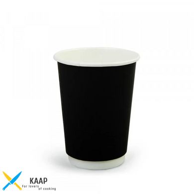 Склянка паперова двошарова 350мл | Чорний Soft-Touch Ø=90мм, h=110мм
