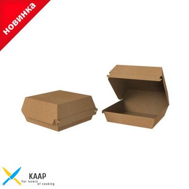 Упаковка-коробка для Бургера 115х115х64 мм клееная Midi бумажная Крафт (ЕКО)