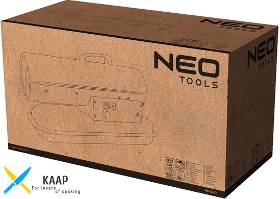 Тепловая пушка дизель/керосин Neo Tools, 20кВт, 550м куб./г, прямого нагрева, бак 19л, расход 1.9л/г, IPX4