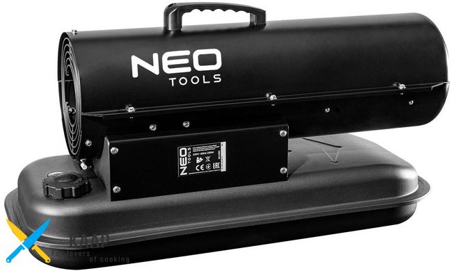 Теплова гармата дизель/керосин Neo Tools, 20 кВт, 550 м куб./г, прямого нагрівання, бак 19 л, витрата 1.9 л/г, IPX4