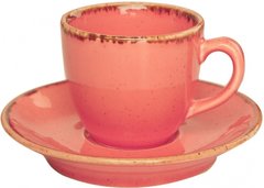 Чашка кофейная с блюдцем 80 мл., 12 см. (312109.O + 122112.O) фарфоровая, оранжевая в точку Seasons