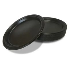 Тарілка одноразова 17,6 см 50 шт (поліпропіленова) чорна десертна BITNER преміум