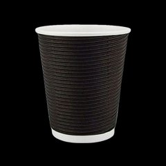 Склянки одноразова гофровані 270 мл 25 шт чорний (ripple) 41964