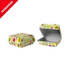 Упаковка-коробка для Бургера 115х115х64 мм клееная Midi бумажная Светлая