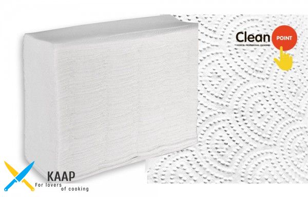 Бумажные полотенца листовые, белые, Z-укладка, 2 слоя, CleanPoint, Lux. ZL-200.