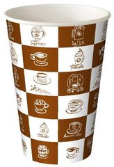 Стакан одноразовый 340 мл 80х111 мм бумажный Шахматы Б с рисунком кофе коричневый
