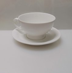 Чашка фарфорова для чаю з блюдцем HLS 240 мл екстра біла (W289)