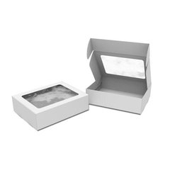 Коробка для суши (суши бокс) и сладостей 24х19х7 см Mega бумажная Белая c окошком