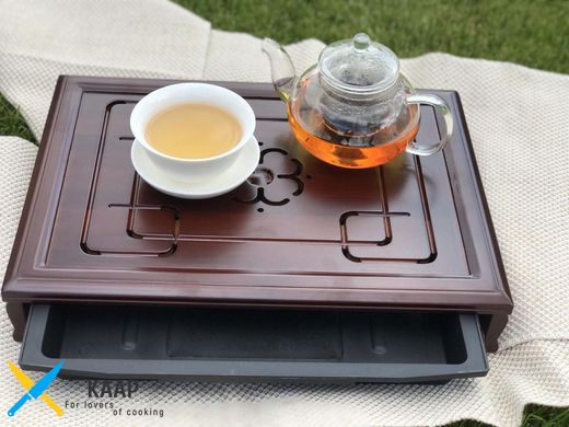 Столик-Чабань для чайної церемонії (чайний) бамбук 36х26х6 см прямокутний "Осака" T0504