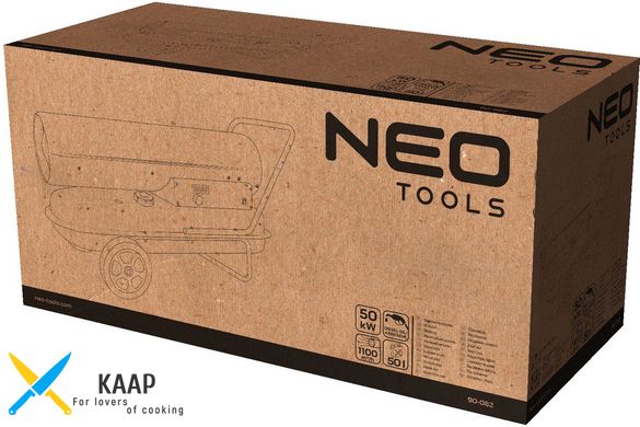 Тепловая пушка дизель/керосин Neo Tools, 50кВт, 1100м куб./ч, прямого нагрева, бак 50л, расход 4.7л/ч, IPX4,