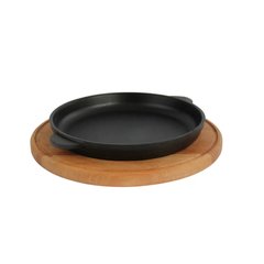 Сковорода порційна чавунна з круглою дерев'яною підставкою 180х25 мм BRIZOLL H1825-DK