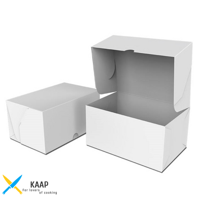 Коробка одноразова для десертів 18х12х8 см. 50 шт/уп паперова біла розбірна