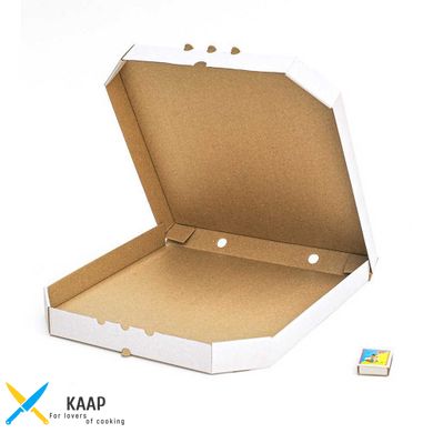 Коробка для пиццы 350х350х37 мм, белая картонная (бумажная)