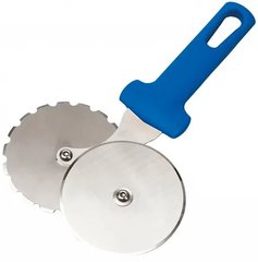 Ніж-колесо для тіста подвійний 25х15,5х10 см. TO CUT, GI.METAL із синьою пластиковою ручкою (AC-ROP4)