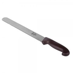 Кухонный нож зубчатый слайсер для мяса 25 см. с черной пластиковой ручкой (88)