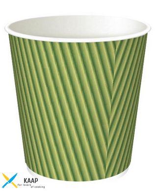 Склянка одноразова гофрована 110 мл 61х60 мм двошаровий паперовий білий/зелений