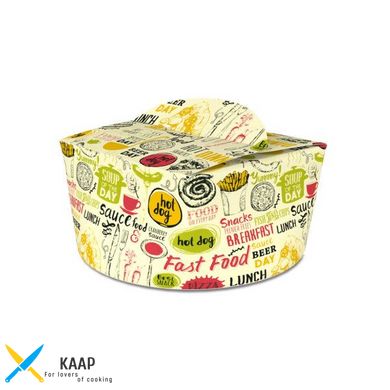 Коробка для лапши и салатов (паста бокс, лапша кап) 1,2 л. цветная светлая бумажная