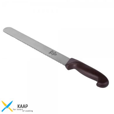 Кухонный нож зубчатый слайсер для мяса 25 см. с черной пластиковой ручкой (88)