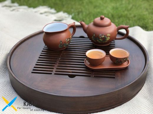 Столик-Чабань для чайной церемонии (чайный) бамбук большой 38х5,5 см круглый "Нагано" T0509