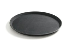 Поднос для официанта из полипропилена нескользящий черный 28 см. круглый Hendi