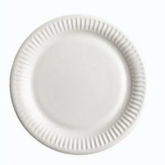 Тарелка одноразовая круглая 230 мм (23 см)., 100 шт/уп бумажная, белая