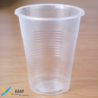 Склянка одноразова 200мл., 100 шт. пластиковий, прозорий