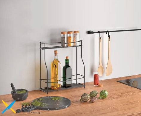 Полиця кухонна 33х12х42 см чорна, покриття Touch-Therm BALSAMICO-ROLL LAVA METALTEX