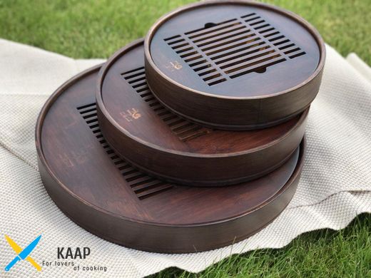 Столик-Чабань для чайной церемонии (чайный) бамбук средний 30,5х5,5 см круглый "Нагано" T0510