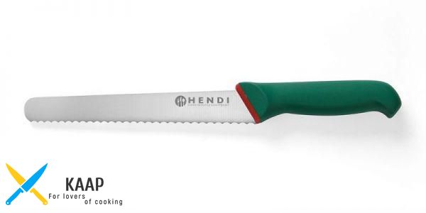 Кухонний ніж для хліба 23 см. Green Line, Hendi із зеленою пластиковою ручкою (843314)