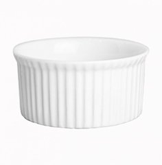 Соусник/форма для крем брюле 80 мл, 7х3,5 см круглый ребристый фарфоровый Hell "Extra white" (W0252)