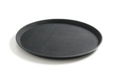 Поднос для официанта из полипропилена нескользящий черный 36 см. круглый Hendi