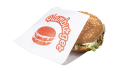 Кут паперовий для гамбургера 150x140 x0 мм білий з рисунком і напис Hamburger
