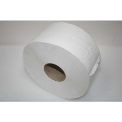 Бумага туалетная на гильзе 2 слоя белая целлюлоза 18 см., 12 рулонов Джамбо