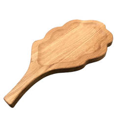 Дошка для подавання з ручкою 39х20х2 см "Дубовий лист" фігурна із заглибленням дерев'яна з дуба