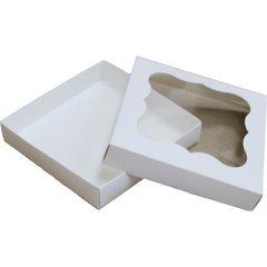 Коробка для печива, пряників, зефіру та цукерок 155х155х30 мм біла, для зефіру картонна (паперова)