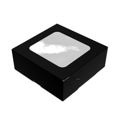 Коробка для суші (суші бокс) та солодощів 130х130х50 мм Midi Чорна з віконцем паперова