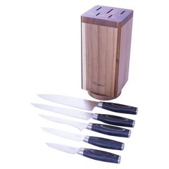 Набор ножей на магнитной деревянной подставке 6 шт (подставка крутящаяся)