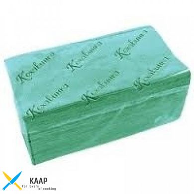 Полотенце бумажное зеленое 1 слой ZZ сложение 200 шт/уп Кохавинка