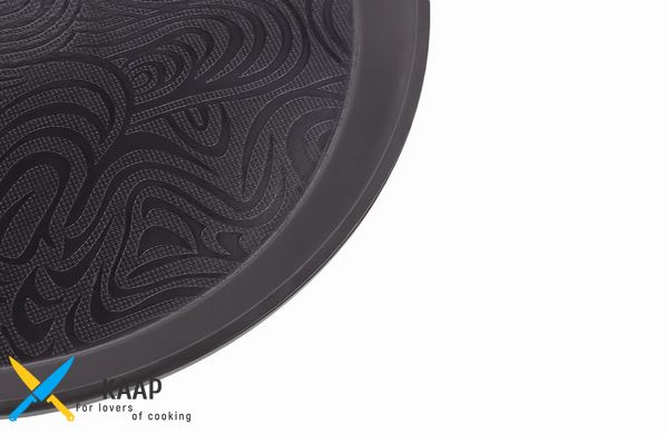 Поднос круглый черный с рисунком 30,5 см