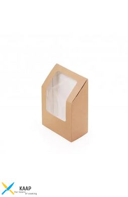 Упаковка бумажна для суші роллов, тортильи 90х50х130 мм, крафт з віконечком