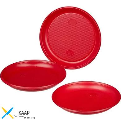 Тарілка одноразова кругла 16,5 см. 100 шт/уп пластикова, червона