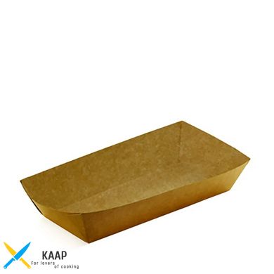 Тарелка-лодочка малая бумажная Крафт/крафт 1PE 106х72х42 мм