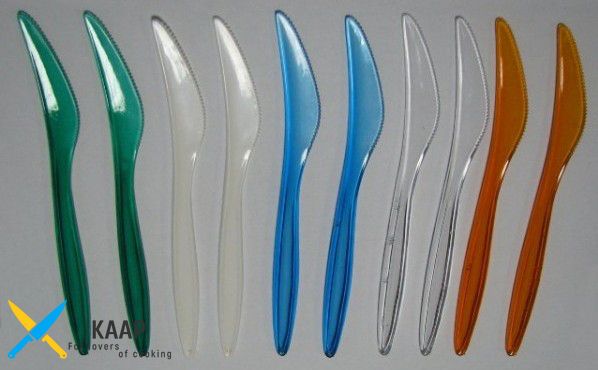 Нож одноразовый 18,5 см., 1000 шт/ящ стеклоподобный, разных цветов