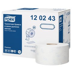 Туалетная бумага 2 слоя, мини 170 м. белая Tork Premium