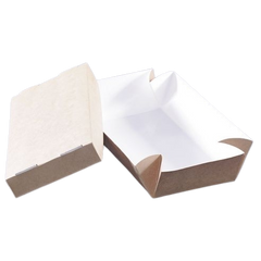 Коробка+крышка для суши 200х100х50 мм крафт/белый 50 шт 43781