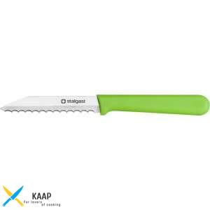 Кухонний ніж для хлібобулочних виробів 8,5 см. Stalgast із зеленою пластиковою ручкою (250012)
