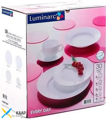 Классический белый столовый сервиз Luminarc Everyday 30 предметов (G5520)